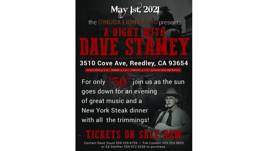 A night with dave staney in reedley from may 1 st to 3 rd