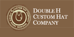 A brown and white logo for double custom company.